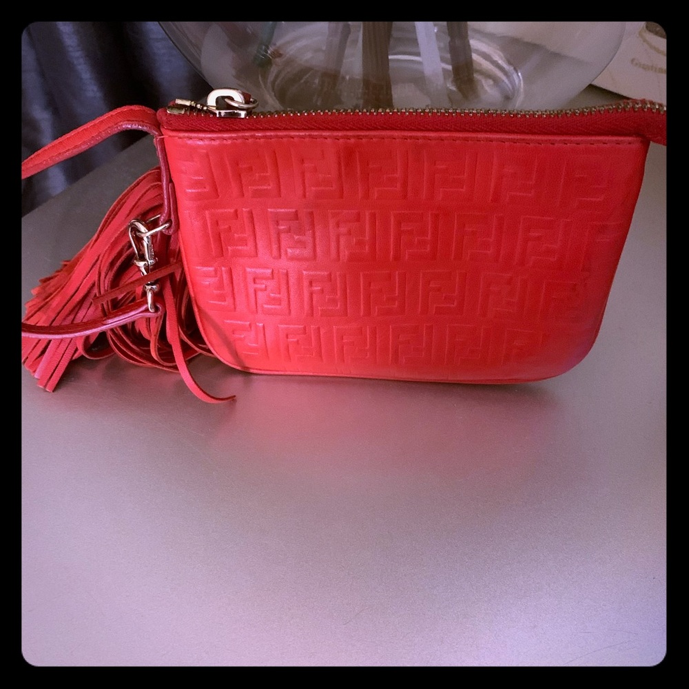 Fendi Red Leather Wristlet
